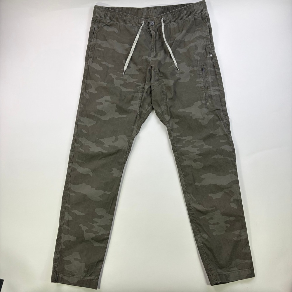 Vuori Ripstop Climber Pants Mens XL Camo Green Stretch Cotton Outdoor Hiking